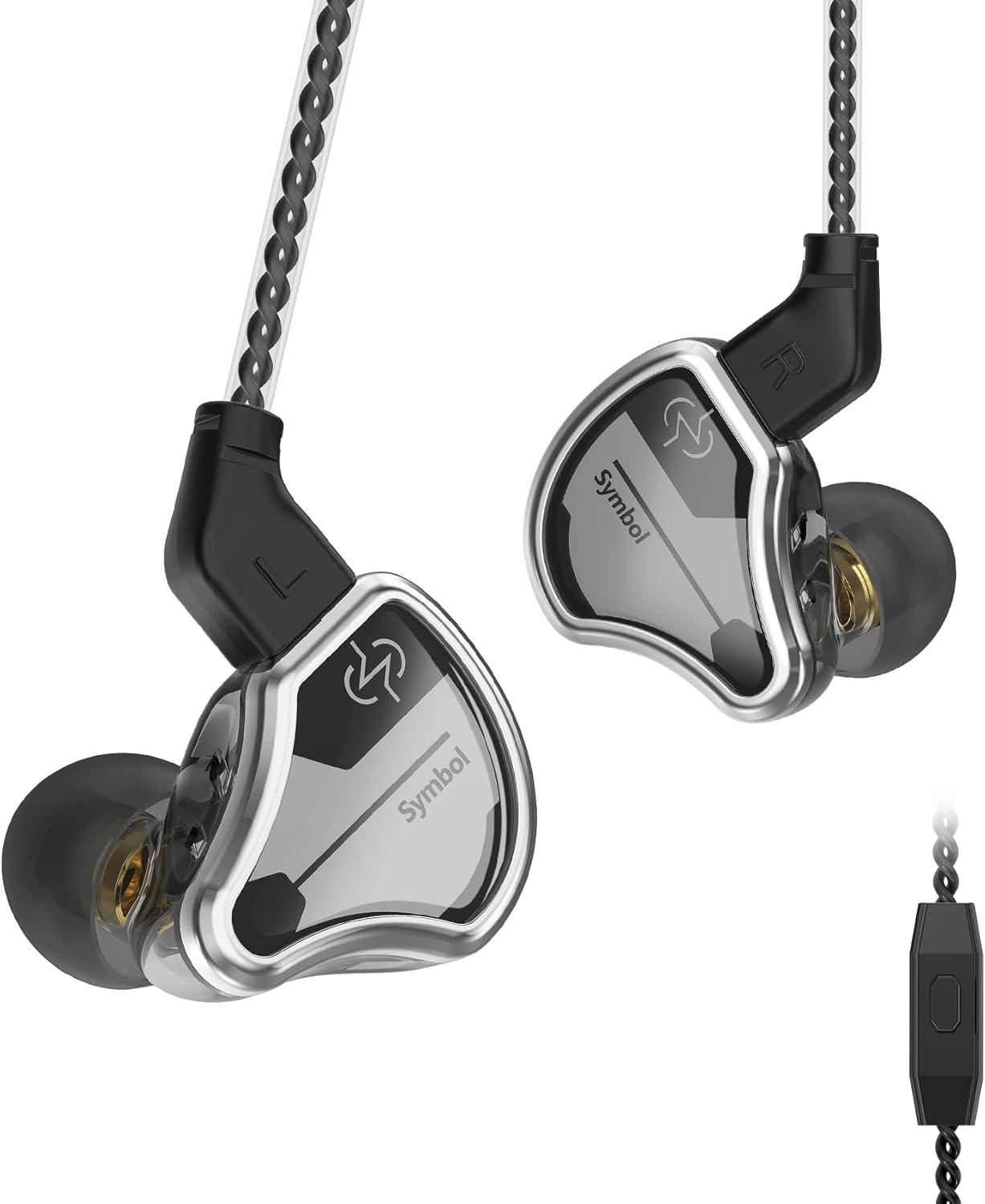 In Ear Monitor Wired Headphone, CCZ BC02 Dynamic Driver Bass Wired Headphone, Professional Hifi Earphone,Stereo Sound IEM Earbuds Earphone,CCZ In Ear Monitor for System (Silver Black, with MIC)???