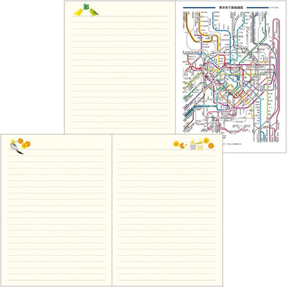 Midori Pocket Diary 22251006 Weekly Planner, 2024, A6, Clover Pattern, Starts January 2024 (bird pattern)