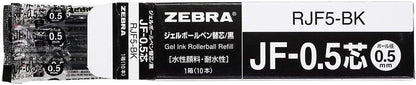 ZEBRA Sarasa B-RJF5-BK Gel Ballpoint Pen Refills, JF-0.5 Lead, Black, 10 Pieces