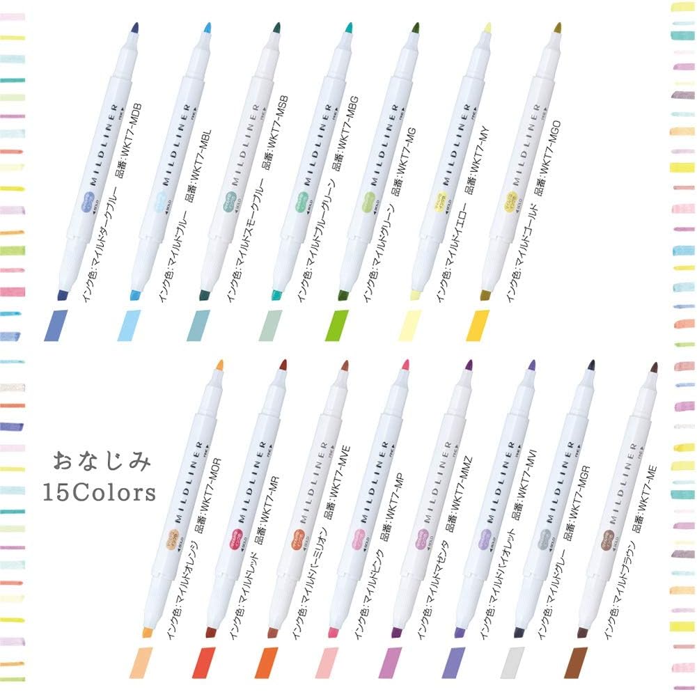 ZEBRA Highlighter Mildliner, 5 Bright Color Set (WKT7-5C-HC)
