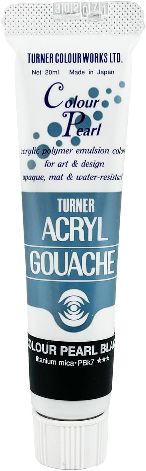 Turner Colour Works Acryl Gouache Artist Acrylic Paint - Single 20 ml Tube - Pearlescent Black
