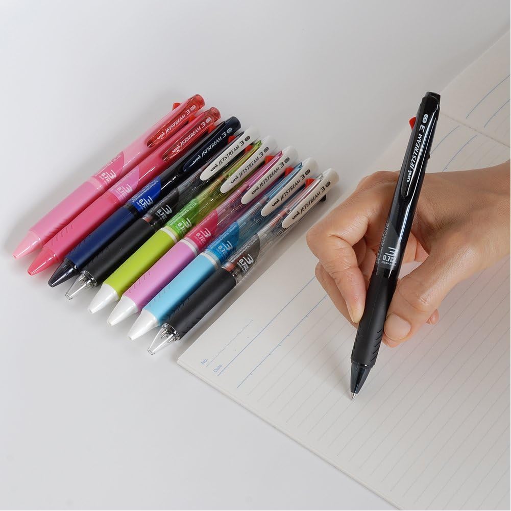 3-Color Ballpoint Pen 0.7 Japan – Mitsubishi Jetstream SXE340007T.9 Transparent Navy – Smooth Easy Writing – For Office & Study – Original Imported