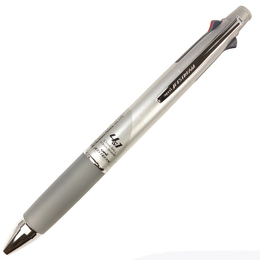 uni JETSTREAM 4&1 Red, Green, Blue, and Black 0.7mm Ballpoint Multi Pen and 0.5mm Mechanical Pencil (Silver)