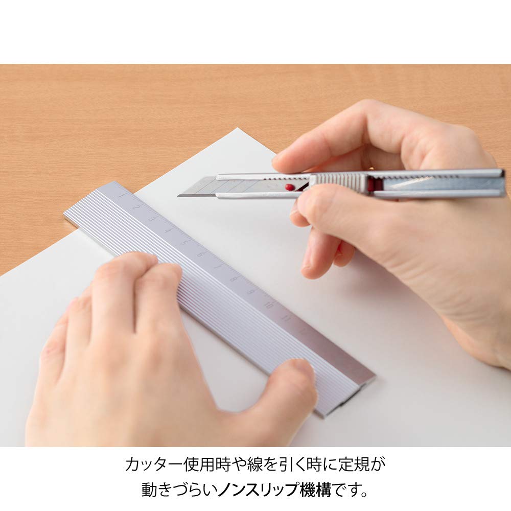 Midori 42276006 Aluminum Ruler, 5.9 inches (15 cm), Non-Slip Silver