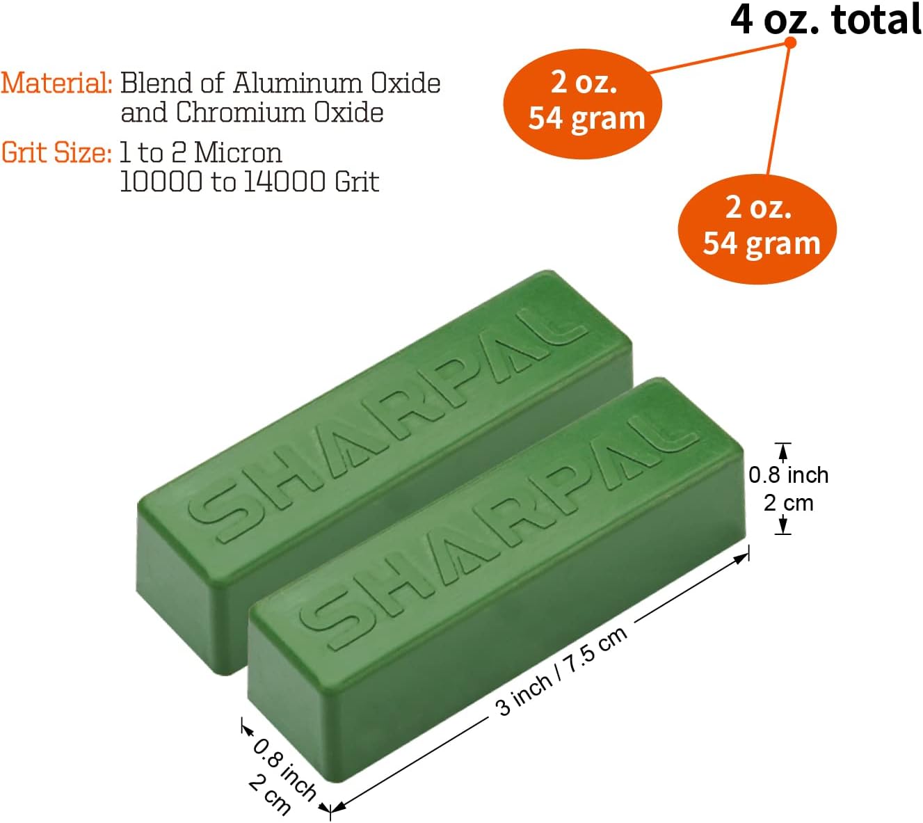 SHARPAL 208H 106g / 4 Oz. Polishing Compound Fine Green Buffing Compound, Leather Strop Sharpening Stropping Compounds (2-Pack, Total 106g / 4 Oz.)