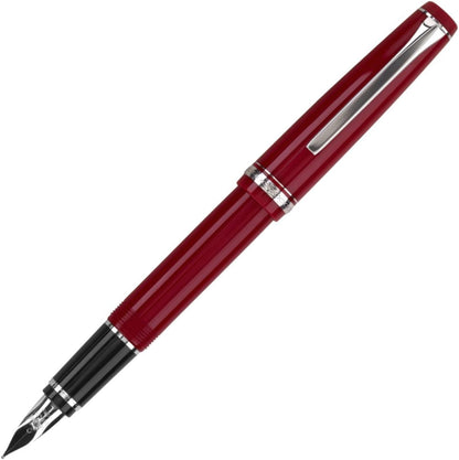 PILOT Falcon Collection Fountain Pen, Red Barrel with Rhodium Accents, Soft Extra Fine Nib, Blue Ink (71620)
