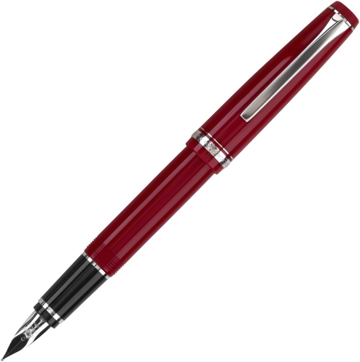 PILOT Falcon Collection Fountain Pen, Red Barrel with Rhodium Accents, Soft Extra Fine Nib, Blue Ink (71620), alternate view