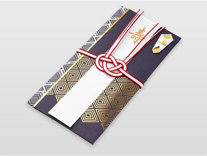 Midori 25358006 Wedding Gift Bag, Slim, Gold Seal, Rhombus Pattern