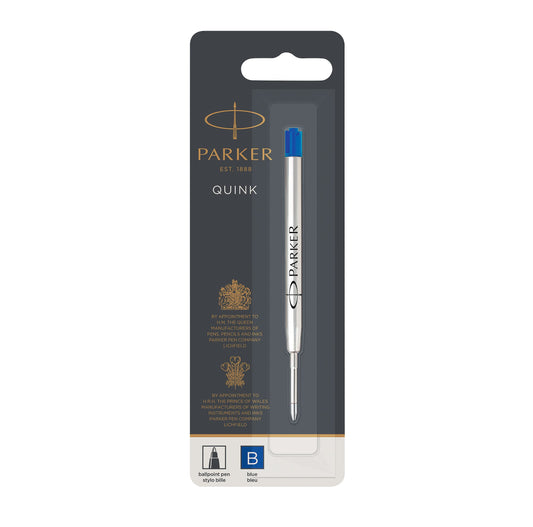 PARKER QUINKflow Ballpoint Pen Ink Refill, Broad Tip, Blue