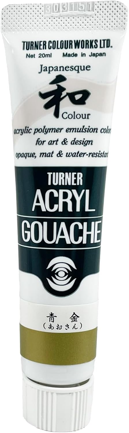 Turner Colour Works Acryl Gouache Artist Acrylic Paint - Single 20 ml Tube - Japanesque Blue Gold (Metallic)