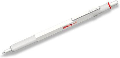 Rotring 600 Metallic Ballpoint Pen Medium Point Black Ink Pearl White Barrel Refillable 1 Count