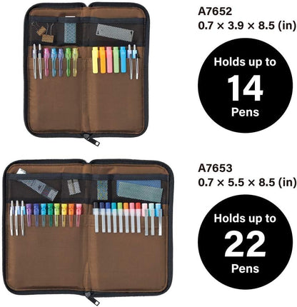 LIHITLAB LAB Slim Pen/Pencil Pouch, 0.7 ?� 3.9 ?� 8.5 Inches, Indigo (A7652-11)