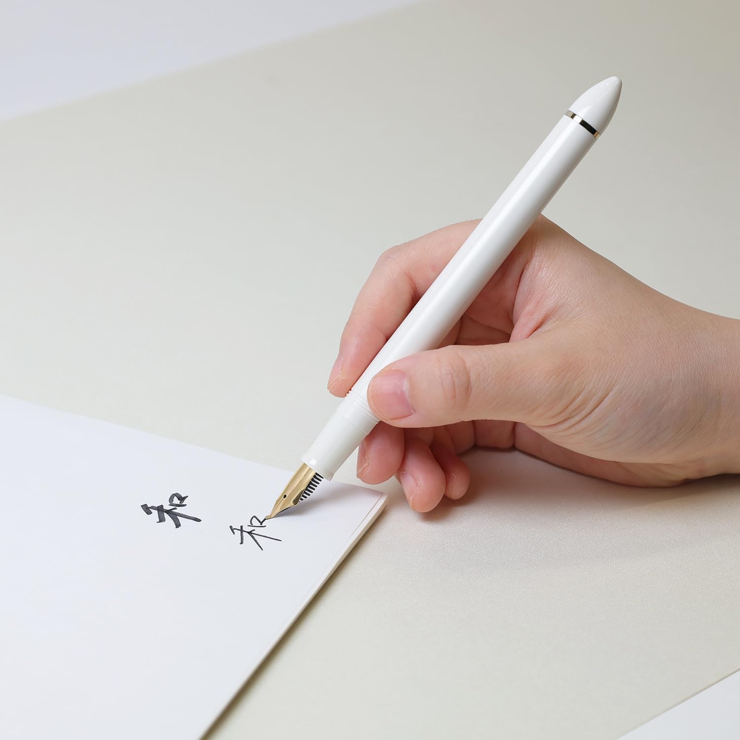Sailor Fude DE Mannen Fountain Pen, Pearl White, Special Nib (12-0150-010), alternate view