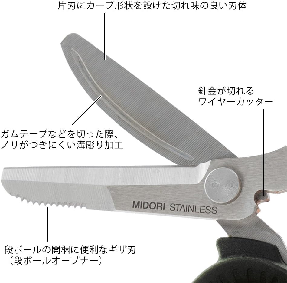 Midori Compact Durable Scissors, Portable Multi, Black (49858006)