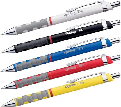 rOtring Tikky Ballpoint Pen, Medium Point, White Barrel, Blue Ink (1904718)