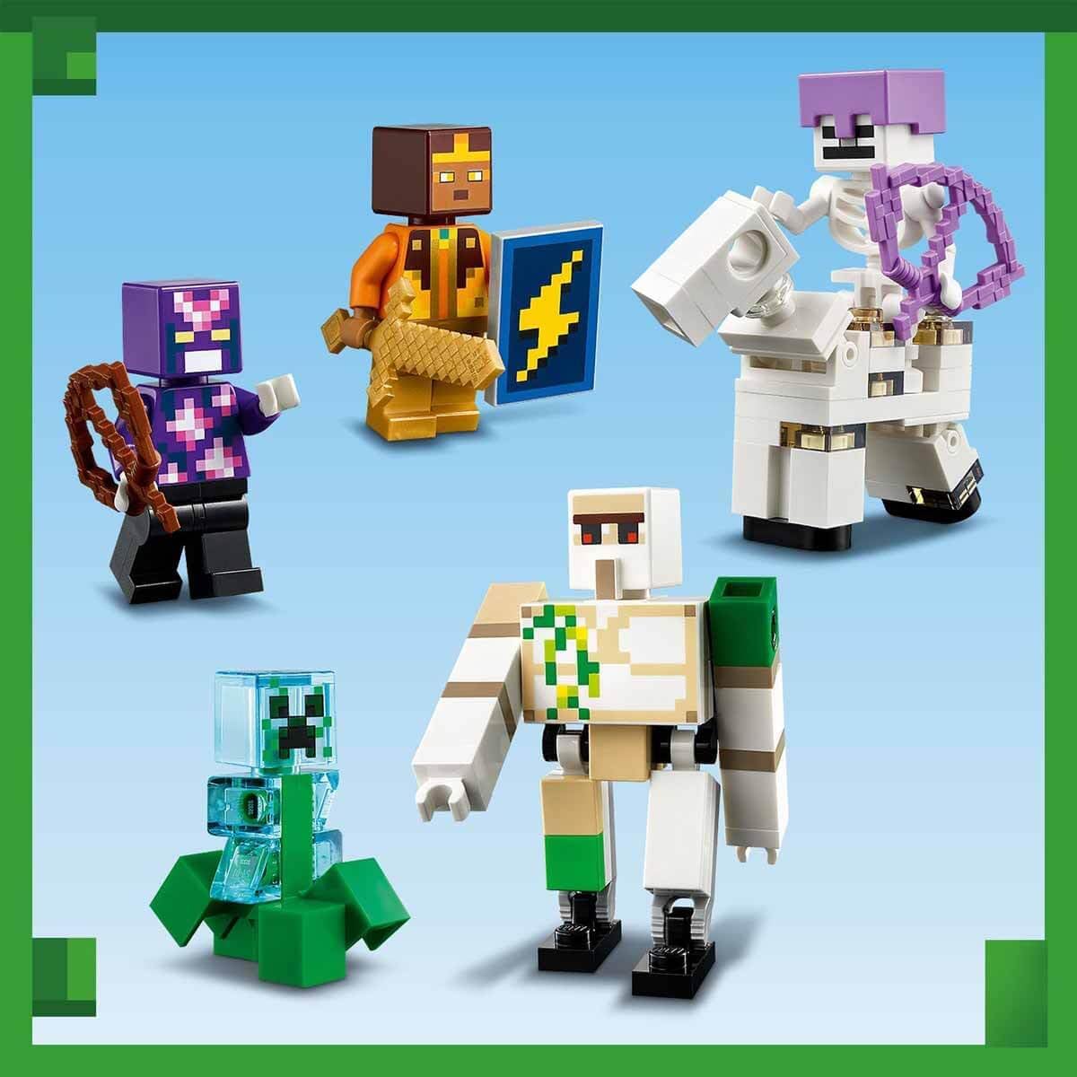 Lego 21250 Minecraft The Iron Golem Fortress, Buildable Castle Toy, Convertible into a Large Figure, with 7 Figures Including Crystal Knight, Skeleton Rider and A Loaded Creeper