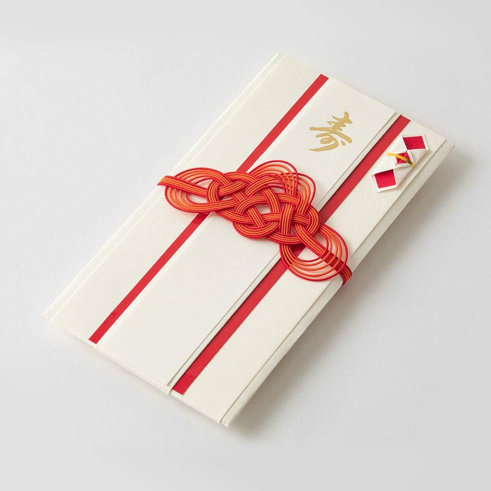 Midori 25493006 Congratulatory Bag, Gold Sealing, Wedding Gift, Foldable, Fine Folding, Red