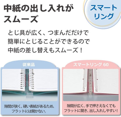 Kokuyo Ru-SP706LB Loose Leaf Binder, Campus Smart Ring, B5, 26 Holes, Up to 60 Sheets, Light Blue