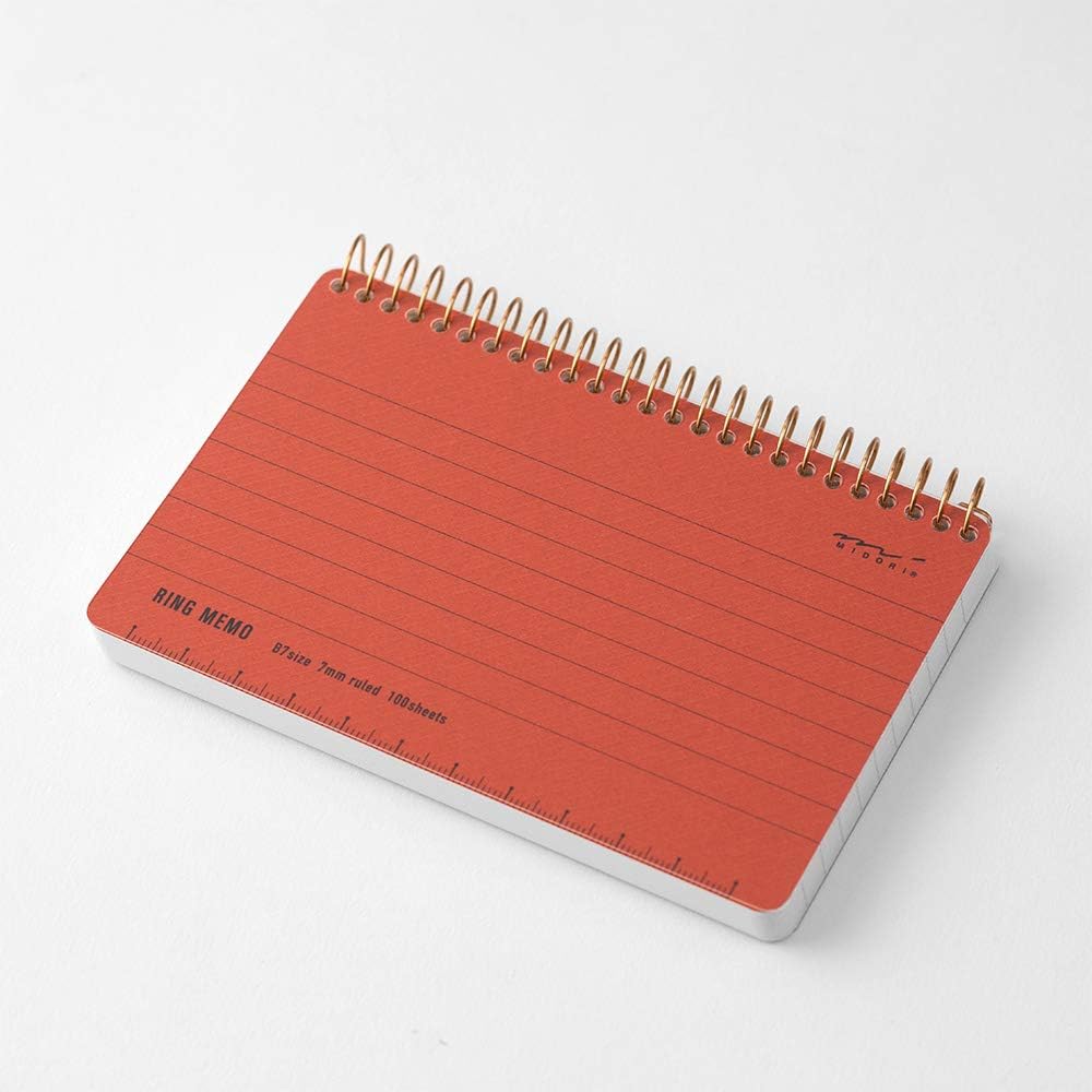 DESIGNPHIL Midori 19056006 Memo Ring Memo, B7, Basic, Red