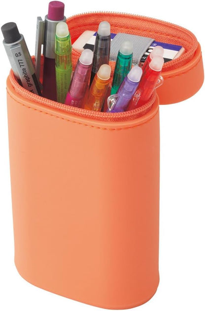 LIHIT LAB A7694-14 Stand Pencil Case, Oval Type, Light Blue