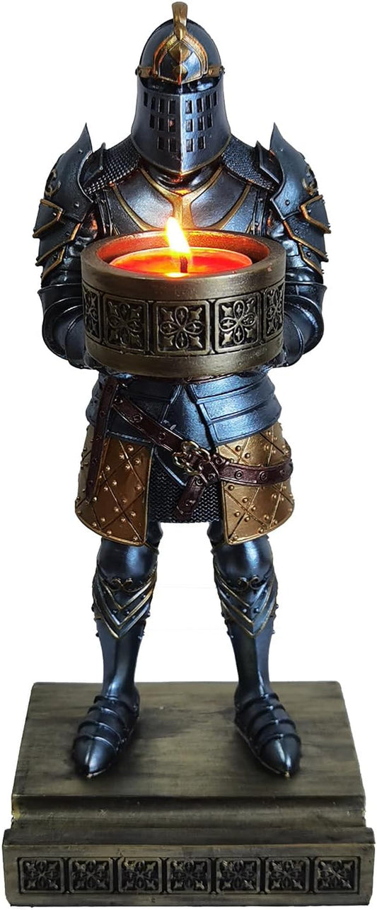 HDMbigmi King's Guard Standup Knight Candlestick Holders Resin TeaLight Holder Warrior Mobile Phone Stand Pen Holder Candle Holder for Restaurant, Altar, Home Table(Blue)