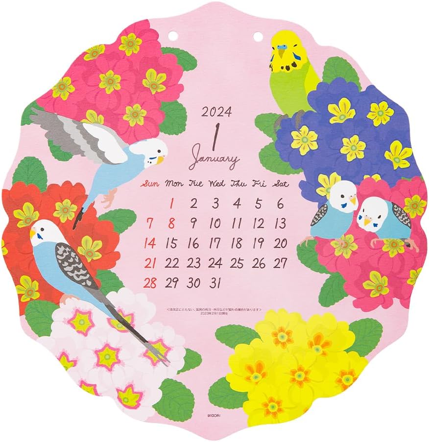 Midori 31283006 2024 Calendar Wall Hanging Die-Cut Tri Pattern