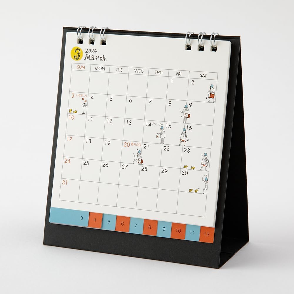 Midori 31269006 2024 Calendar, Tabletop, S, Country Time Floral Pattern (Ojisan Print)