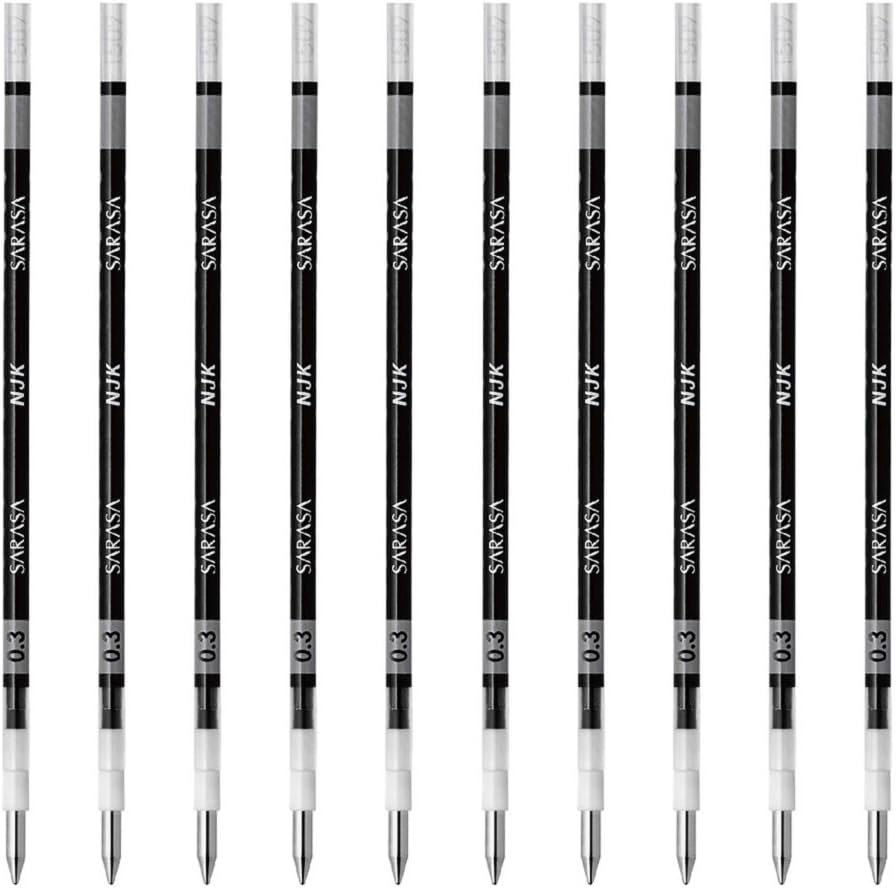 ZEBRA Ballpoint Pen Refill, Sarasa, NJK-0.3 Lead, Black, 10 Pens BRNJK3BK