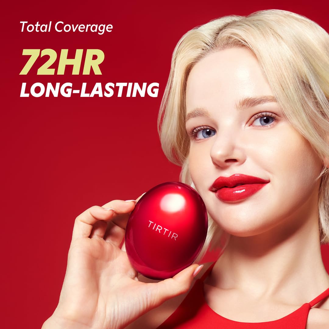 TIRTIR Mask Fit Red Cushion Foundation | Full coverage, Weightless, Skin fit, Satin Glow Finish, Korean Makeup Cushion Foundation (#23N Sand, 0.63 Fl Oz)