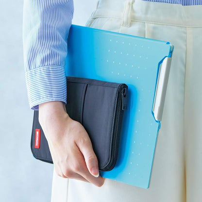 LIHIT LAB Slim Pen/Pencil Pouch, Wide, 0.7 ?� 5.5 ?� 8.5 Inches, Indigo (A7653-11)