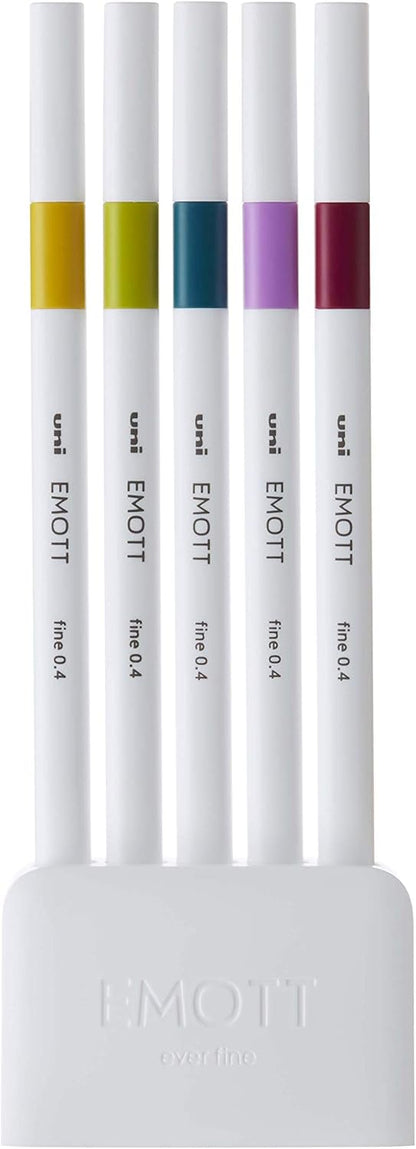 Mitsubishi Pencil EMOTT PEMSY5C.NO8 Water-Based Pen, 5 Colors, No.8