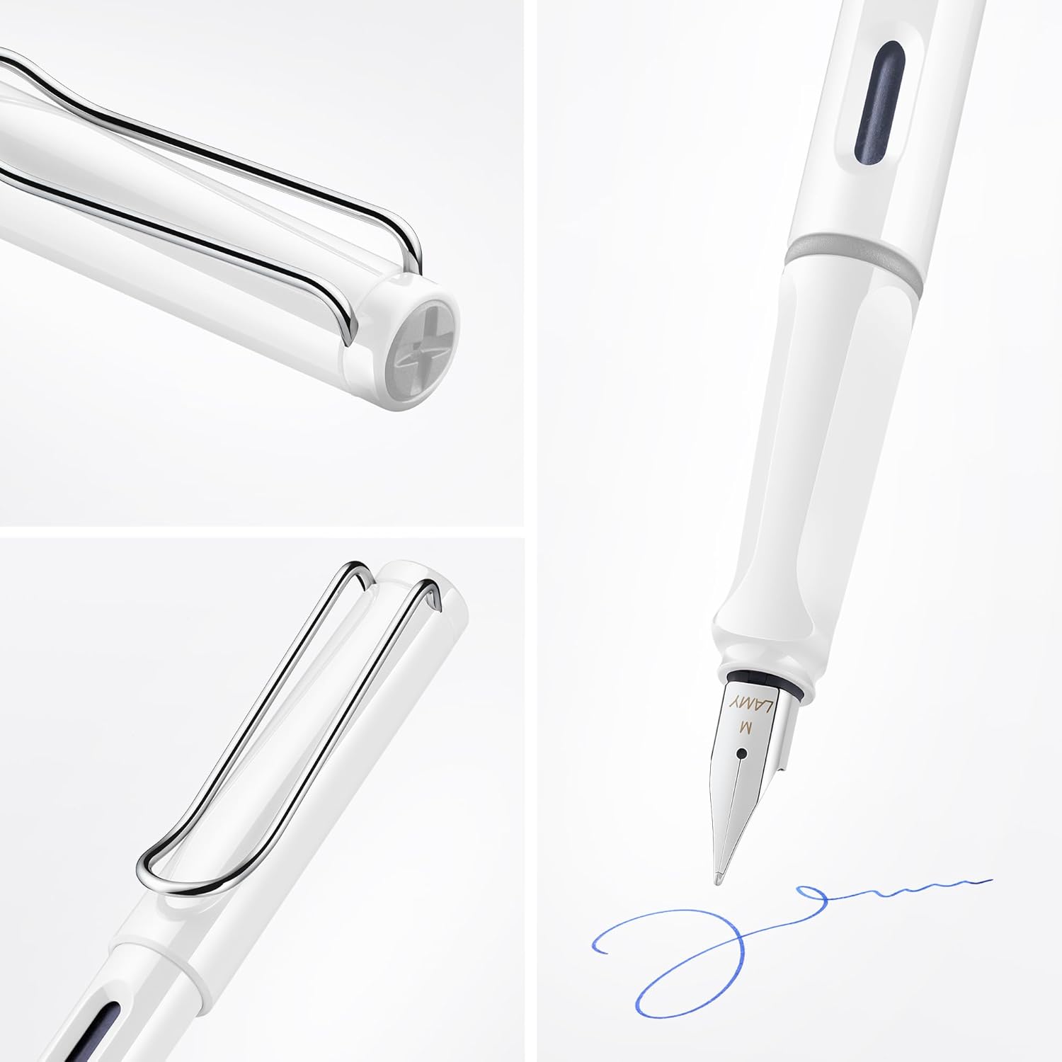 LAMY safari white - Fountain Pen with ergonomic grip & polished steel nib in size EF - ideal for any Writing & Calligraphy - including LAMY T 10 blue cartridge - Right-Handed, alternate view