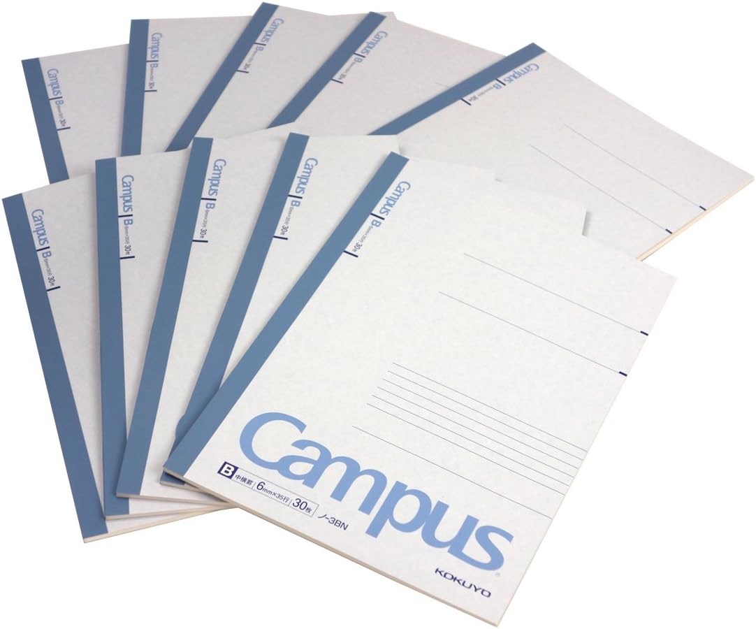 KOKUYO Campus Notebook, B 6mm Ruled, Semi-B5, 30 Sheets, 35 Lines, Blue, Pack of 10, Japan Import (NO-3BNX10)
