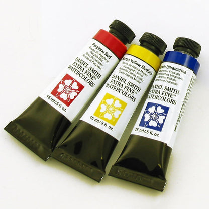 DANIEL SMITH Extra Fine Primary Watercolor Set, 3 Tubes, 15ml, 1.5 Fl Oz (Pack of 1)