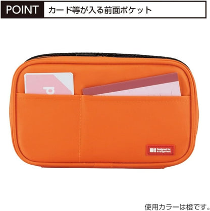 LIHIT LAB. Double Zipper Pen Case, 7.9 x 2.8 x 4.7 inches, Orange (A7555-4)