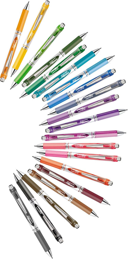Retractable Gel Pen 0.7mm Japan – Pentel EnerGel Silver Shaft – Fast Dry Smooth Ink – For Office & Study – Original Imported
