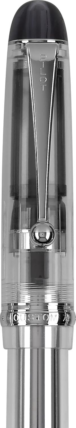 PILOT Custom 74 Fountain Pen, Clear Barrel, Broad Nib (60655) side view