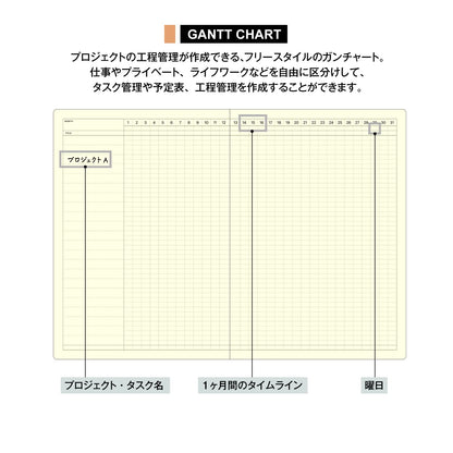 Laconic LGF05-36 Notebook A5 Gantt Chart Date Free Style Notebook