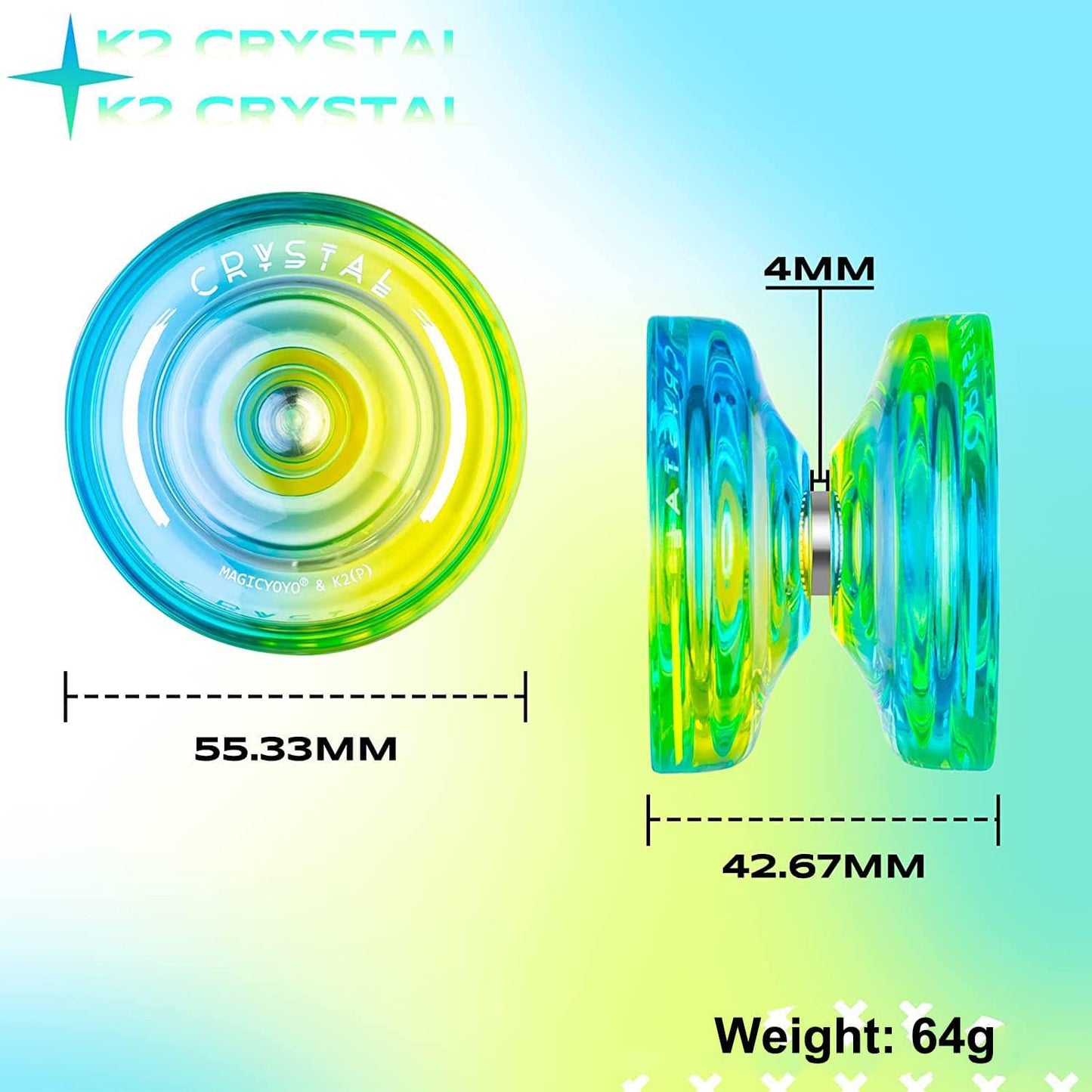 MAGICYOYO Responsive Yoyo for Kids Beginners, Dual Purpose Yo Yo K2 Unresponsive Yo-yo for Finger Spin Tricks Intermediate Play+12 Yoyo Strings+Bearing Tool +Storage Case(Blue Yellow)