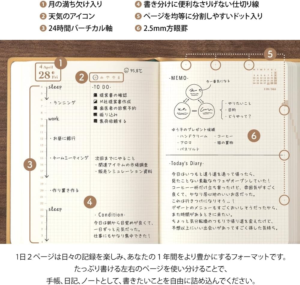 Midori Hibino 2025 A6 Daily Camel 22337006 (Begins January 2025)