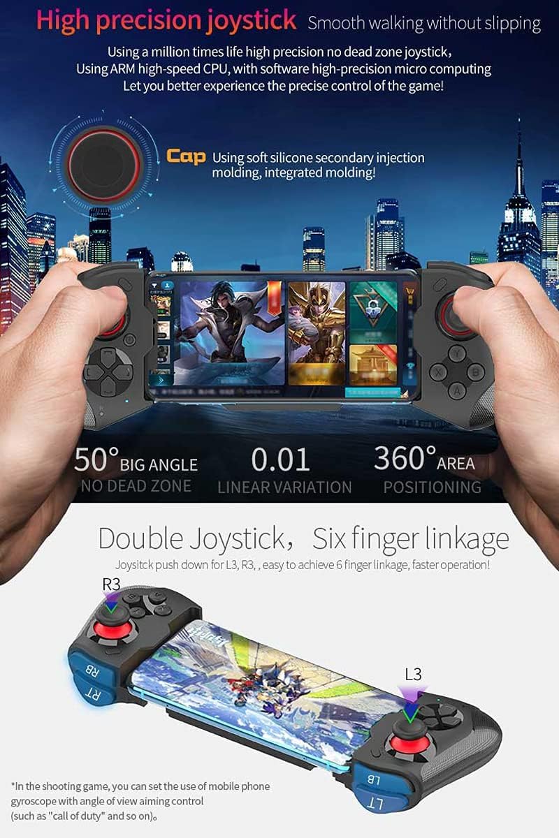 Megadream Mobile Gaming Controller for iPhone iOS Android PC Wireless Gamepad Joystick for iPhone 16/15/14/12, iPad, MacBook, Galaxy S22/S21/S20, TCL, Tablet, PC - 18+ Hour Battery Life - COD