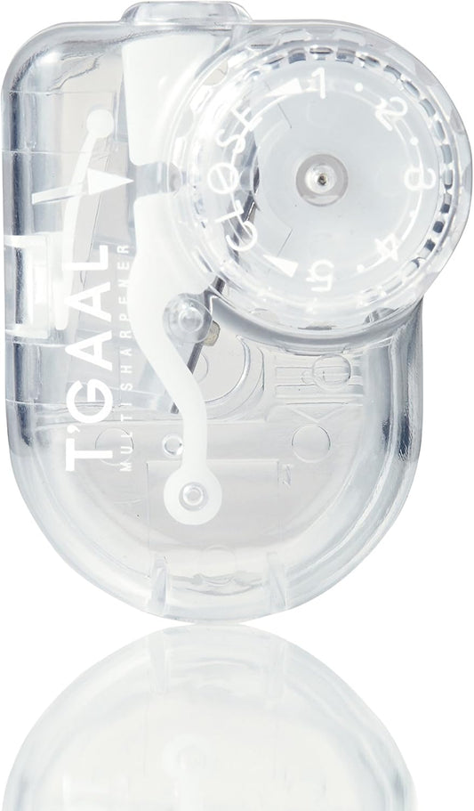 Clear plastic component with gears and 'TGA' branding on a white background
