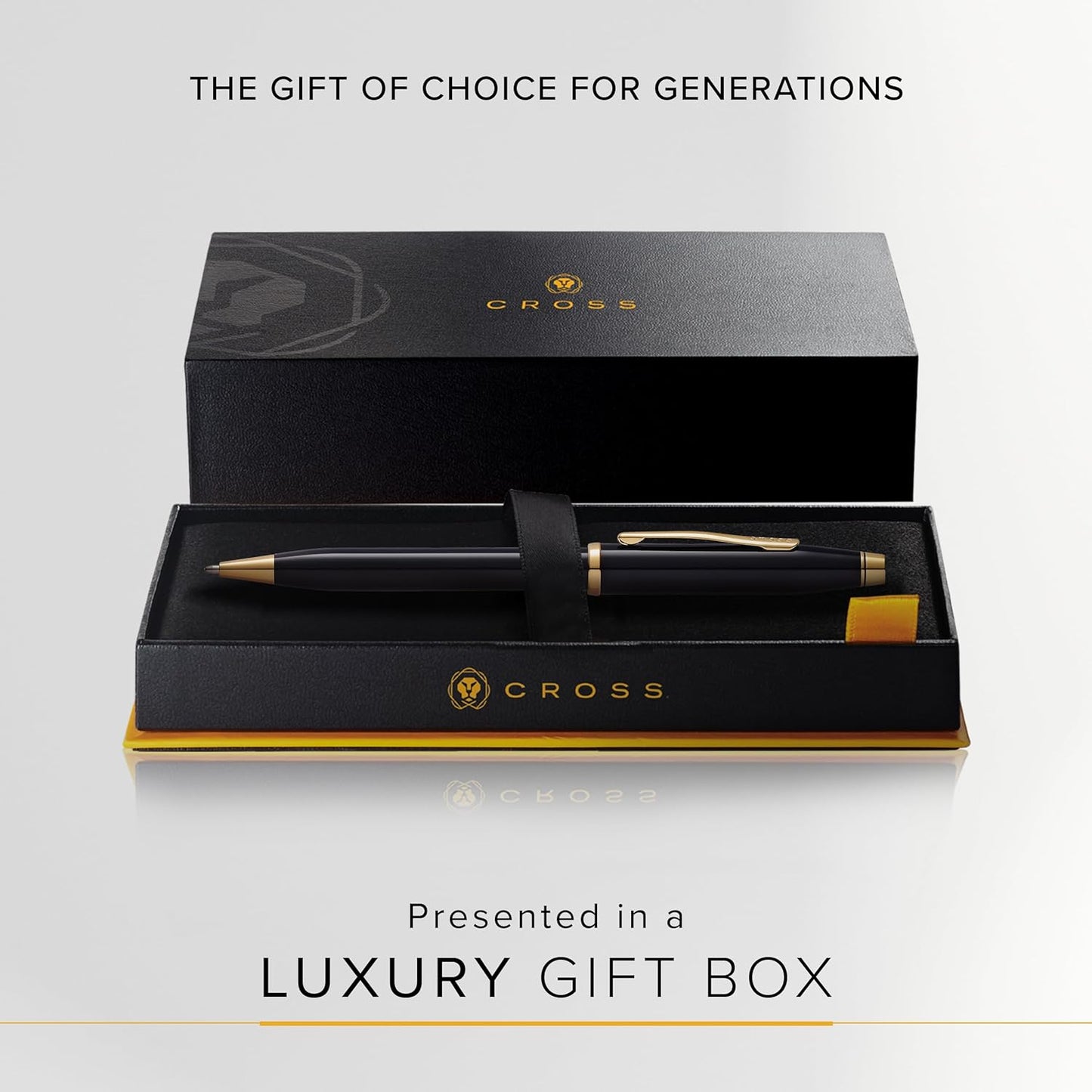 Cross Century II Refillable Ballpoint Pen Presented in a Luxury Gift Box - Medium Point, Black Ink, Black & Gold
