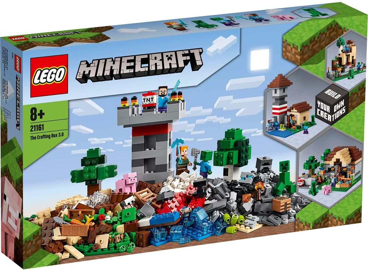 LEGO 21161 Minecraft The Crafting Box 3.0 2in1 Castle Fortress Farm Set with Steve, Alex and Creeper Figures