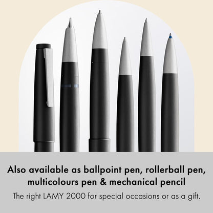 LAMY 2000 Matte Black Fountain Pen - Medium side view