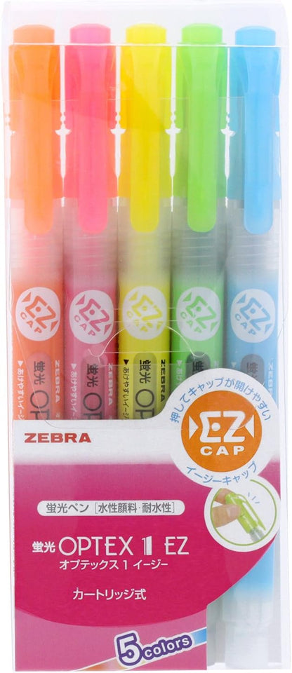 ZEBRA OPTEX 1 EZ WKS11-5C Fluorescent Marker (5 Colors)