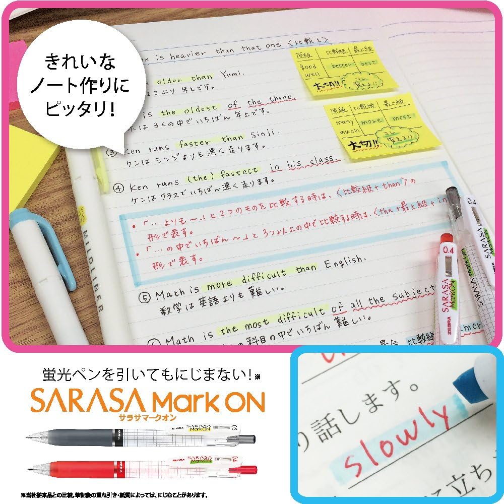 ZEBRA B-JJ77-BK Sarasa Mark On Gel Ballpoint Pen, 0.5, Black, 10 Pens