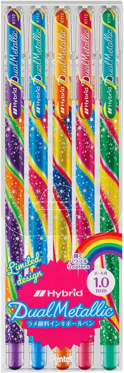 Pentel K110WR-5STA Hybrid Dual Metallic Brilliant Powerful 5 Colors Ballpoint Pen