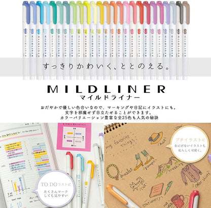 ZEBRA WKT7-25C-BOX Highlighter, Mildliner, 25 Colors, Box Case Included
