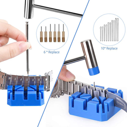 JOREST Watch Link Removal Tool Kit, Watch Band Tool for Watch Repair, Bracelet Adjustment, Replacement and Resizing, Watch Strap Link Remover, with 10 Spring Bars, 10 Pins, User Manual